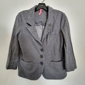 Eight Sixty Heather Gray Button Front 3/4 Sleeve Knit Blazer Jacket Size Small